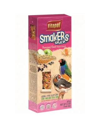 Batoane cu fructe pentru cinteze zebră și păsări exotice VITAPOL Smakers, 2 bucăți