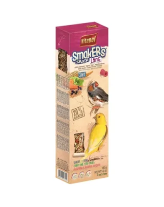 Batoane Long Mix 3in1 pentru canari și cinteze zebră, cu semințe sălbatice, fructe de pădure și morcov, VITAPOL Smakers