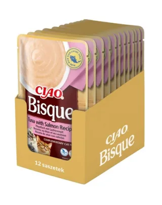 INABA CIAO Bisque crema ton si somon pentru pisici 12x40g