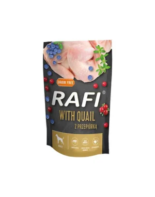 RAFI plic hrana caini 500 g cu prepelita, afine, merisor