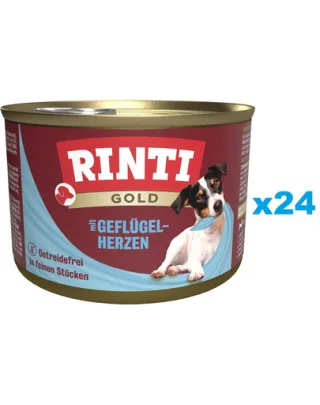 RINTI Gold Poultry hearts Mini conserve pentru caini rasa mica 24x185 g inimi pasare