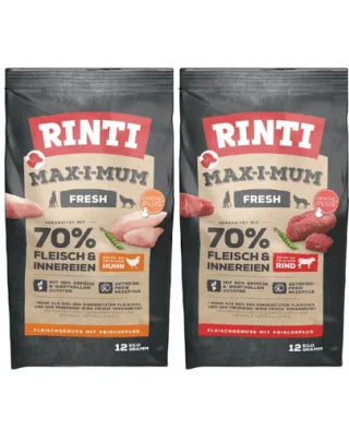 RINTI MAX-I-MUM Beef cu vita 12 kg + Chicken cu pui 12 kg pachet hrana pentru caini