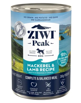 ZIWIPEAK Dog Mackerel&amp;Lamb Hrana umeda pentru caini, cu macrou si miel 390 g
