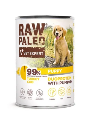 Hrana umeda RAW PALEO Turkey Cod Puppy 400g cod si curcan pentru catelusi
