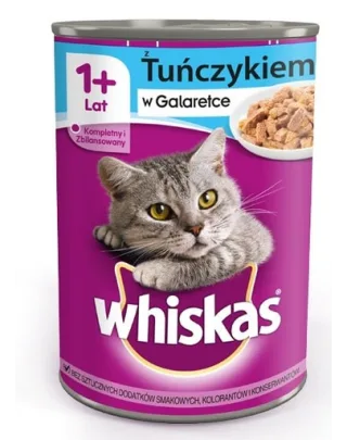 WHISKAS Adult conserva 400 g - hrana umeda completa pentru pisici adulte, bucati cu ton in jeleu