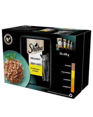 SHEBA Delicacy in Jelly Set hrana umeda pentru pisici adulte, cu carne de pasare in aspic 12 x 85g