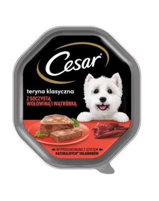 CESAR tava 150 g hrană umedă pentru caini adulti, terină cu vită și ficat de pui