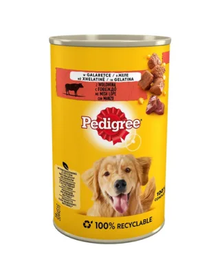 PEDIGREE Conserva hrana umeda pentru caini, cu vita si ficat in aspic 400 g