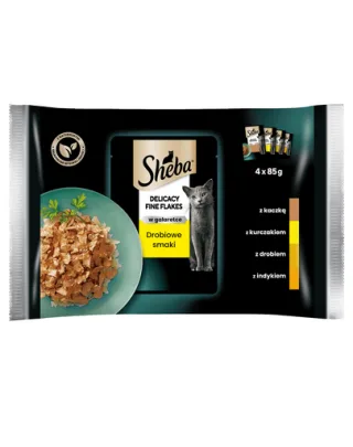 SHEBA Delicacy Plicuri hrana umeda in aspic, cu pasare pentru pisici 4x85g