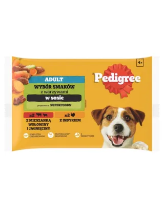 PEDIGREE Mix arome in sos 4x100g vita si miel, curcan