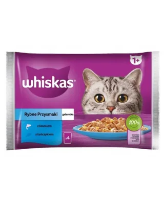 WHISKAS Delicii din peste cu somon si ton in aspic 4x85g hrana umeda pisica