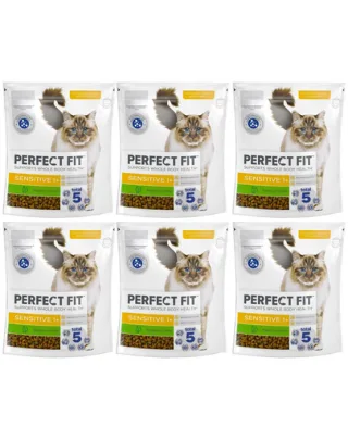 PERFECT FIT Sensitive 1+ 6x750 g set de hrana uscata pentru pisici adulte bogata in curcan