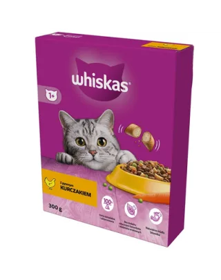 WHISKAS Adult 300 g hrana cu pui delicios pentru pisici adulte