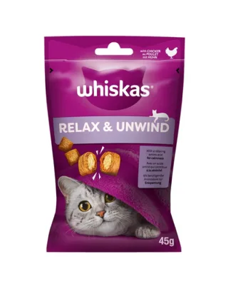 WHISKAS Relaxare si Calm 45 g snack cu pui pentru pisica