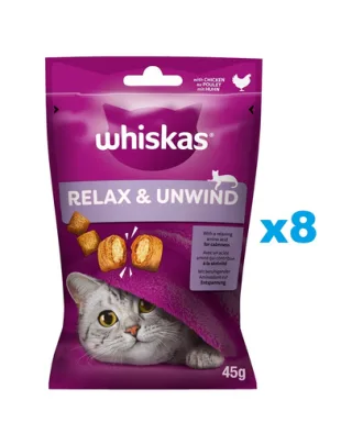 WHISKAS Relaxare si Calm 8x45 g snack cu pui pentru pisica