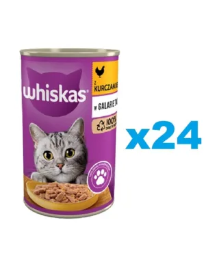 WHISKAS Adult conserva pui in aspic 24x400 g - hrana umeda completa pentru pisici adulte