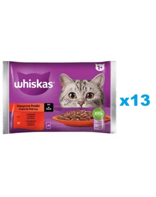 WHISKAS pui si vita in sos 52x85g hrana umeda pisica adulta