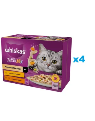 WHISKAS Adult plicuri in sos 48x85g Creamy Variations pentru pisici adulte cu: pui si legume, miel si curcan