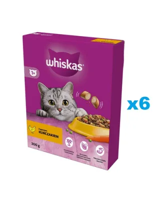 WHISKAS Adult 6x300 g hrana cu pui delicios pentru pisici adulte