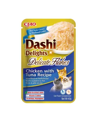 INABA Cat Dashi Delights Delicate Flakes pui si ton 40g hrana umeda pisica