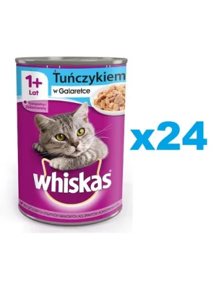 WHISKAS Adult set conserve 24x400 g - hrana pentru pisici adulte, bucati ton in jeleu