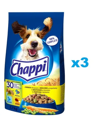 CHAPPI 3x2,7 kg - hrana pentru caini cu pasare si legume