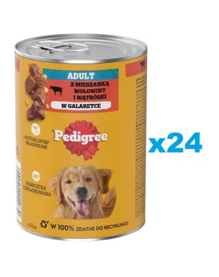 PEDIGREE Adult 24x400 g Conserve hrana umeda caini adult, cu vita si ficat in aspic