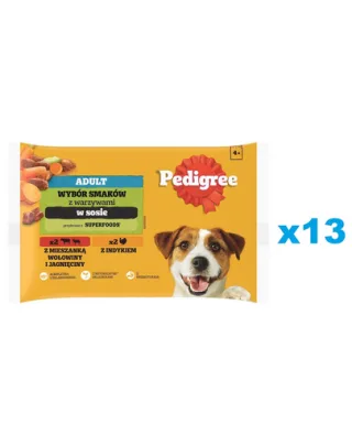 PEDIGREE Set hrana caine, cu vita si miel, curcan 52x100g