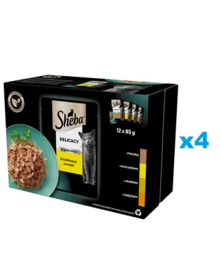 SHEBA Delicacy pachet plicuri 48x85 g hrana umeda pisici adulte, carne de pasare in aspic