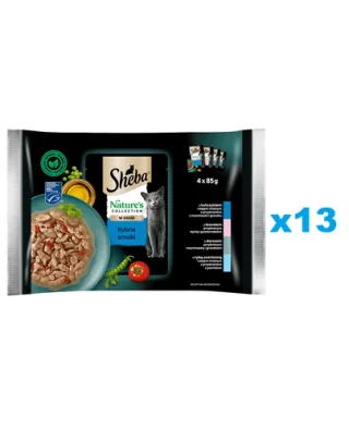 SHEBA Nature’s Collection 52x85 g hrana la plic cu sos pentru pisica, mix peste