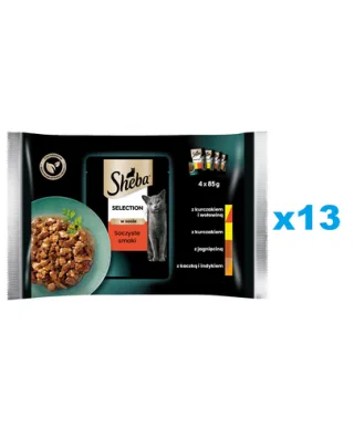 SHEBA Selection mix pliculete 52x85 g in sos cu vita, miel, pui, curcan