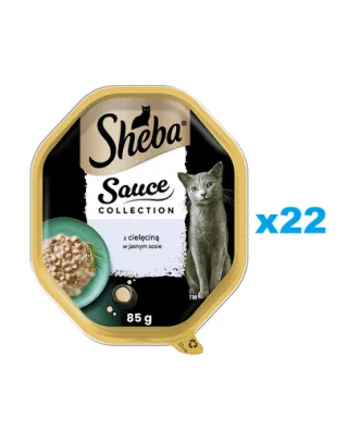SHEBA Sauce Collection 22x85 g hrana cu vitel in sos pentru pisici adulte