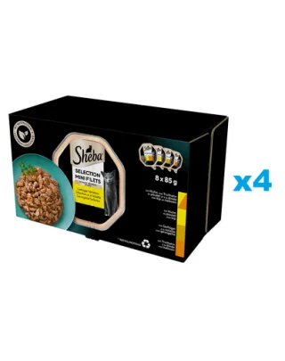 SHEBA Selection tavi hrana pisica 32x85 g in sos cu pui si curcan, pui, pasari de curte, curcan