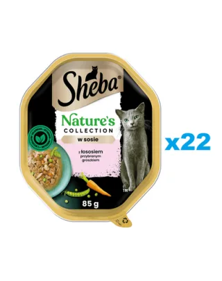 SHEBA Nature’s Collection somon si mazare in sos 22x85 g hrana umeda completa pentru pisici adulte