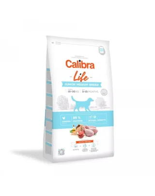 CALIBRA Dog Life Junior Medium Breed Chicken hrana uscata pentru caini juniori de talie medie 12 kg