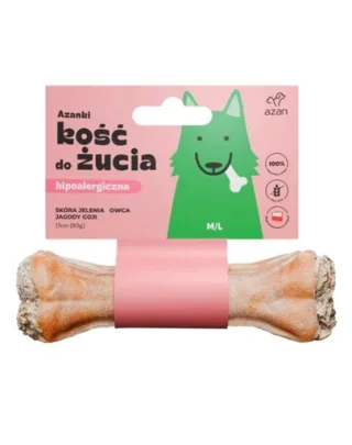 AZANKI Os din piele caprioara pentru caini M/L 17cm