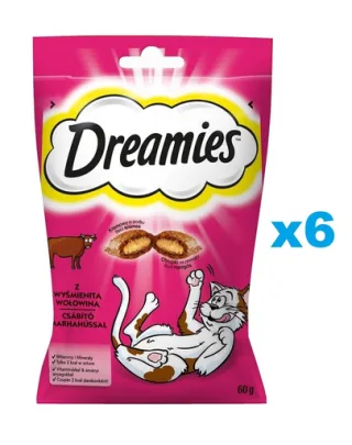 DREAMIES pernite cu vita 6x60 g pentru pisici