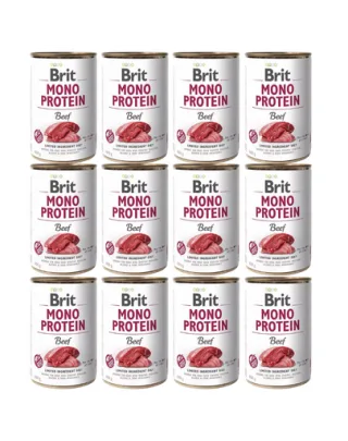 BRIT Mono Protein Beef 12x400 g cu vita, hrana monoproteica pentru caini