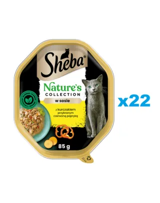 SHEBA Nature’s Collection tavi hrana 22x85 g hrana umeda pentru pisici adulte bucati cu pui in sos