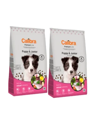 CALIBRA Dog Premium Line Puppy&amp;Junior hrana uscata completa pentru caini juniori si caini tineri  24 kg (2 x 12 kg)