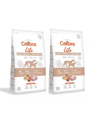 CALIBRA Dog Life Senior Medium&amp;Large Chicken hrana uscata pentru caini seniori de talie medie si mare 24 kg (2 x 12 kg)