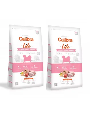 CALIBRA Dog Life Junior Small Breed Chicken hrana uscata hipoalergenica superpremium pentru caini juniori de talie mica  12 kg (2 x 6 kg)