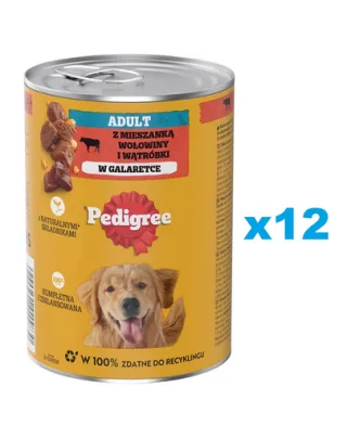 Conserve PEDIGREE Adult 12x400g pentru caini, cu vita si ficat in aspic