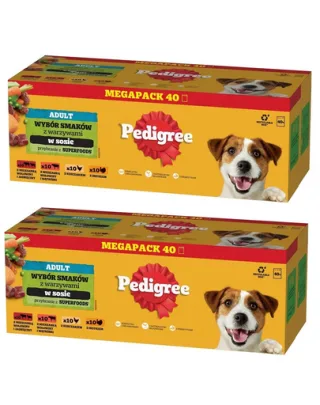 PEDIGREE Adult plicuri caini 80x100g mix arome in sos pui, vita, curcan, miel cu legume
