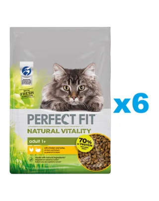 PERFECT FIT Natural Vitality 1+ 6x650 g pui si curcan hrana pentru pisici