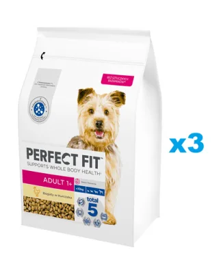 PERFECT FIT Adult 1+ hrana caini talie mica 3x2,6 kg cu pui