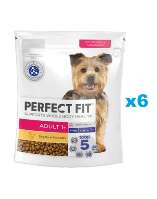 PERFECT FIT Adult 1+ hrana caini rase mici 6x825g cu pui