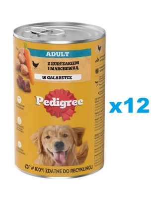 PEDIGREE Adult conserve caini adulti 12x1200g pui si morcovi in aspic