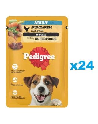 Plicuri pentru caini PEDIGREE Adult 24x100g bucati de pui si legume in sos