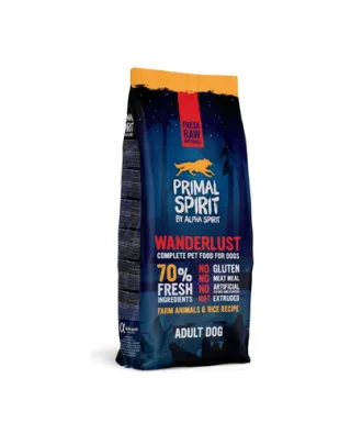 PRIMAL SPIRIT Wanderlust Hrana semi-moale pentru caini adulti, cu pui si orez 12 kg